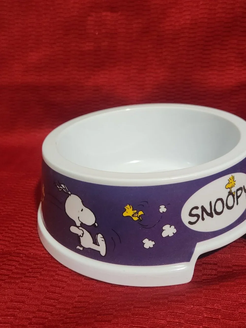 Peanuts Snoopy Dog Bowl Pet Dish 2013 Kore Purple Woodstock New